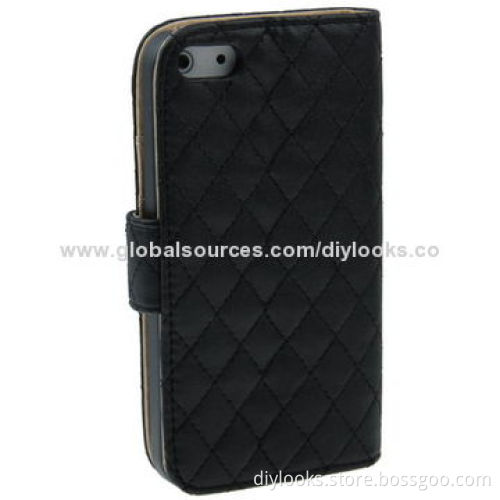 Soft Flip Leather Mobile Phone Cases for iPhone 5/5S with Credit Card Slots and Holder Function